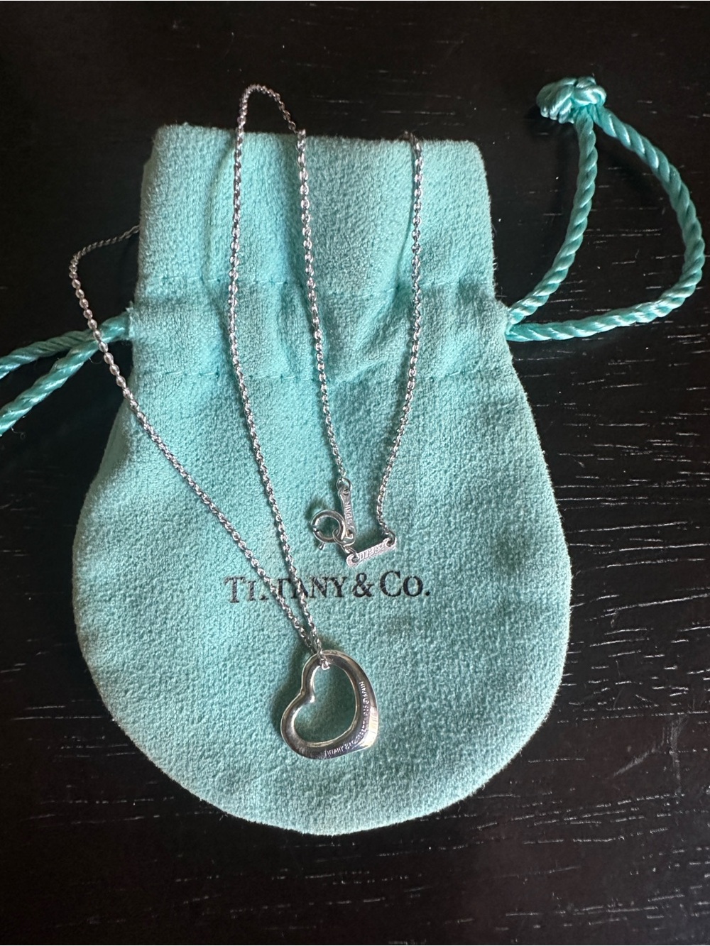 Tiffany & Co. Silver Open Heart Pendant Necklace and Bracelet Bundle